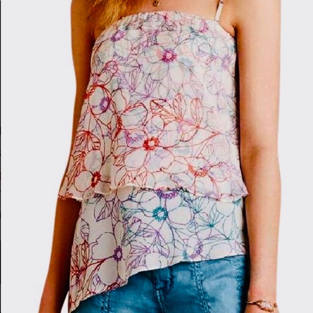 🧡 MAEVE floral tiered silk top from Anthropologie